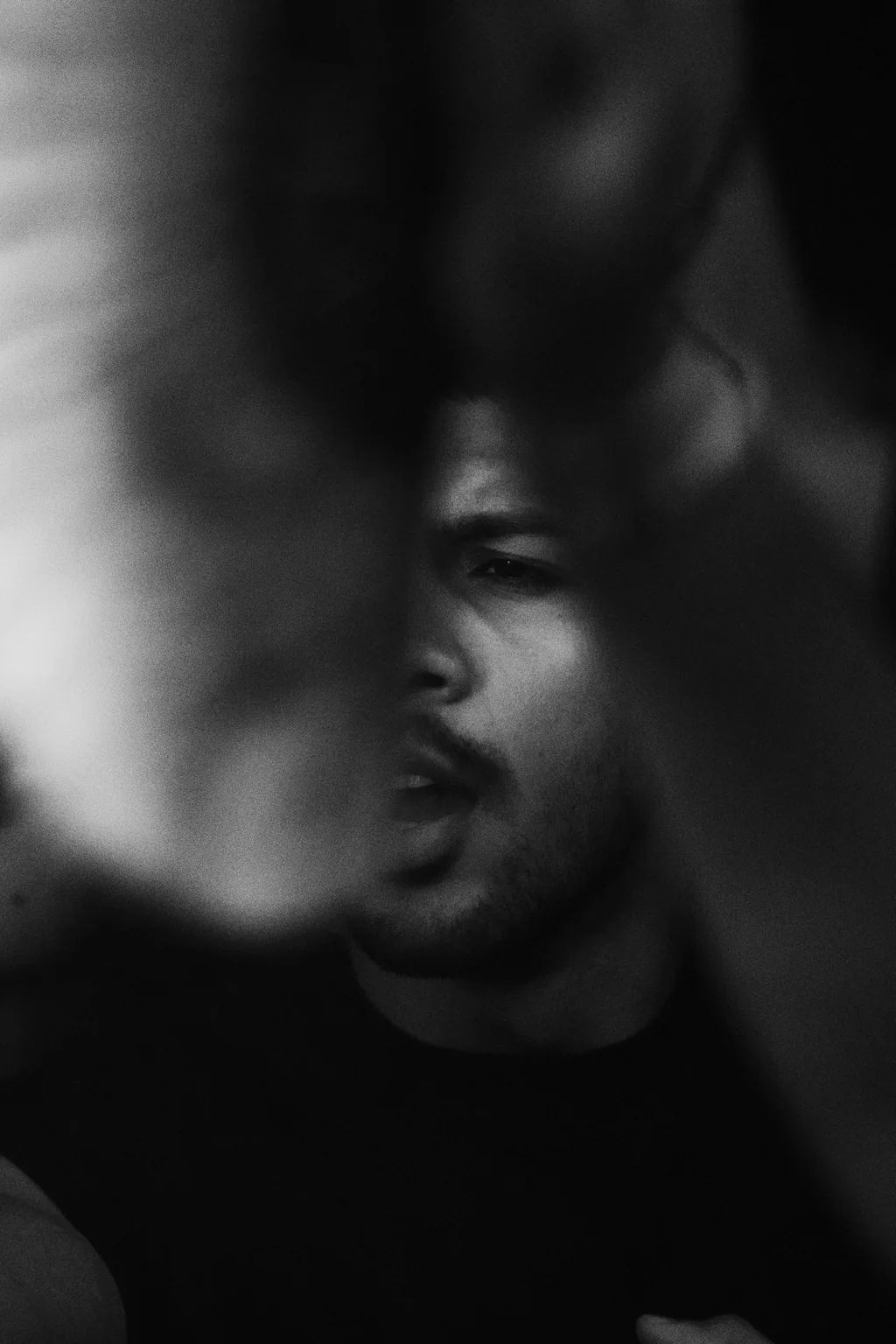 Black and white close up portrait on the dance floor at Project Kulture.
